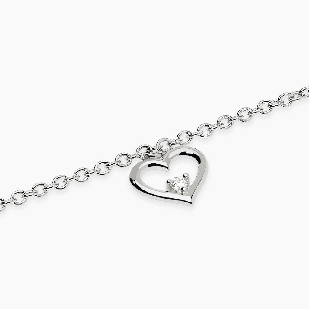 Bracciale con Cuore e Diamante Lab-Grown 0,06 Carati – Mabina Gioielli