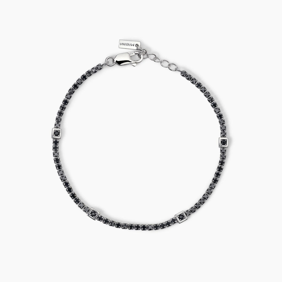 Bracciale Tennis Argento Inserti Quadrati