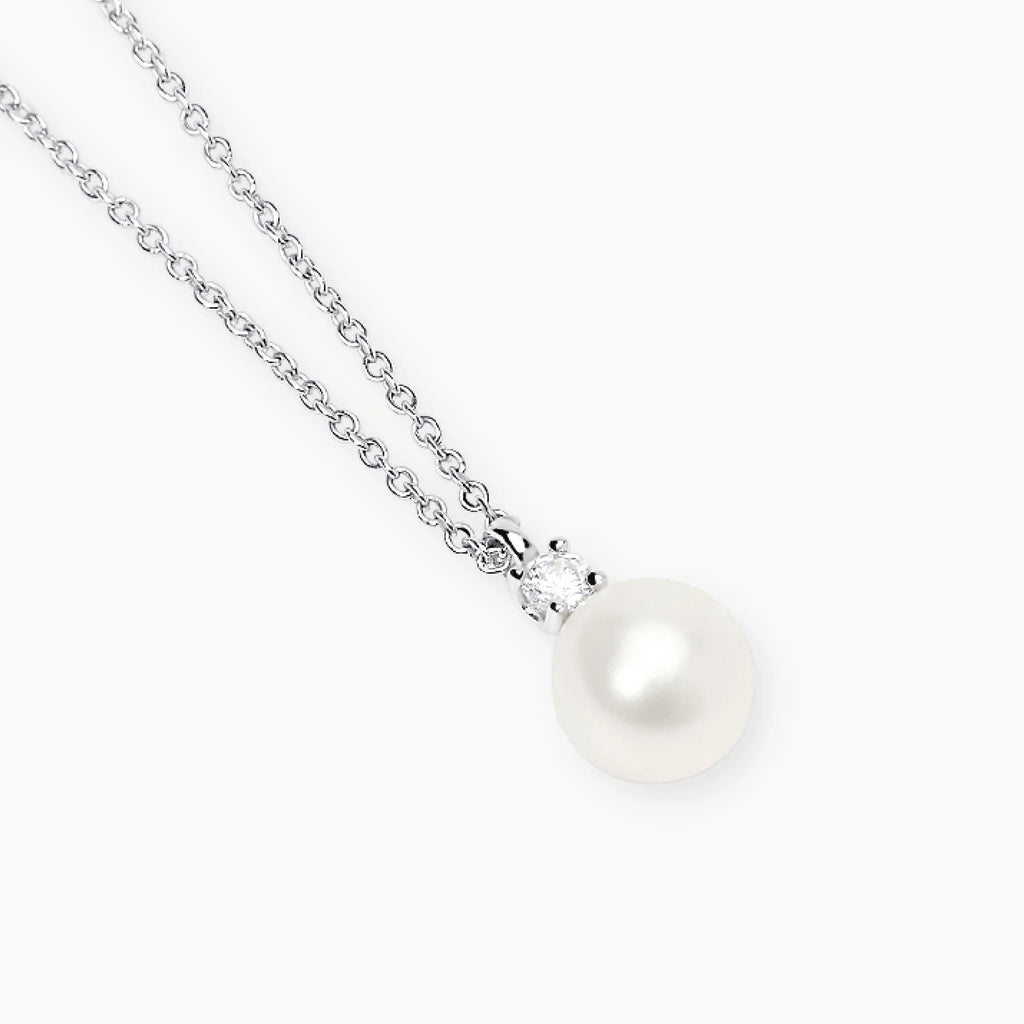 Girocollo con Perla Coltivata e Diamante Lab-Grown 0,08ct – Mabina Gioielli