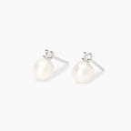 Orecchini Mabina in Argento con Perle e Diamanti Lab-Grown