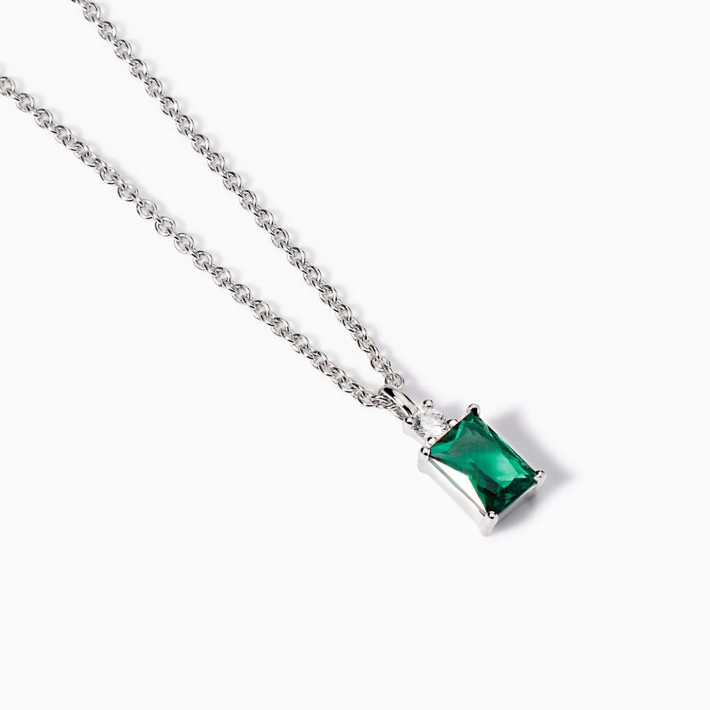 Girocollo Argento Smeraldo Sintetico