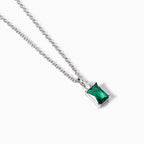 Girocollo Argento Smeraldo Sintetico