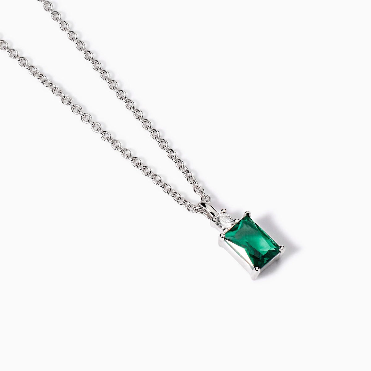 Girocollo Argento Smeraldo Sintetico