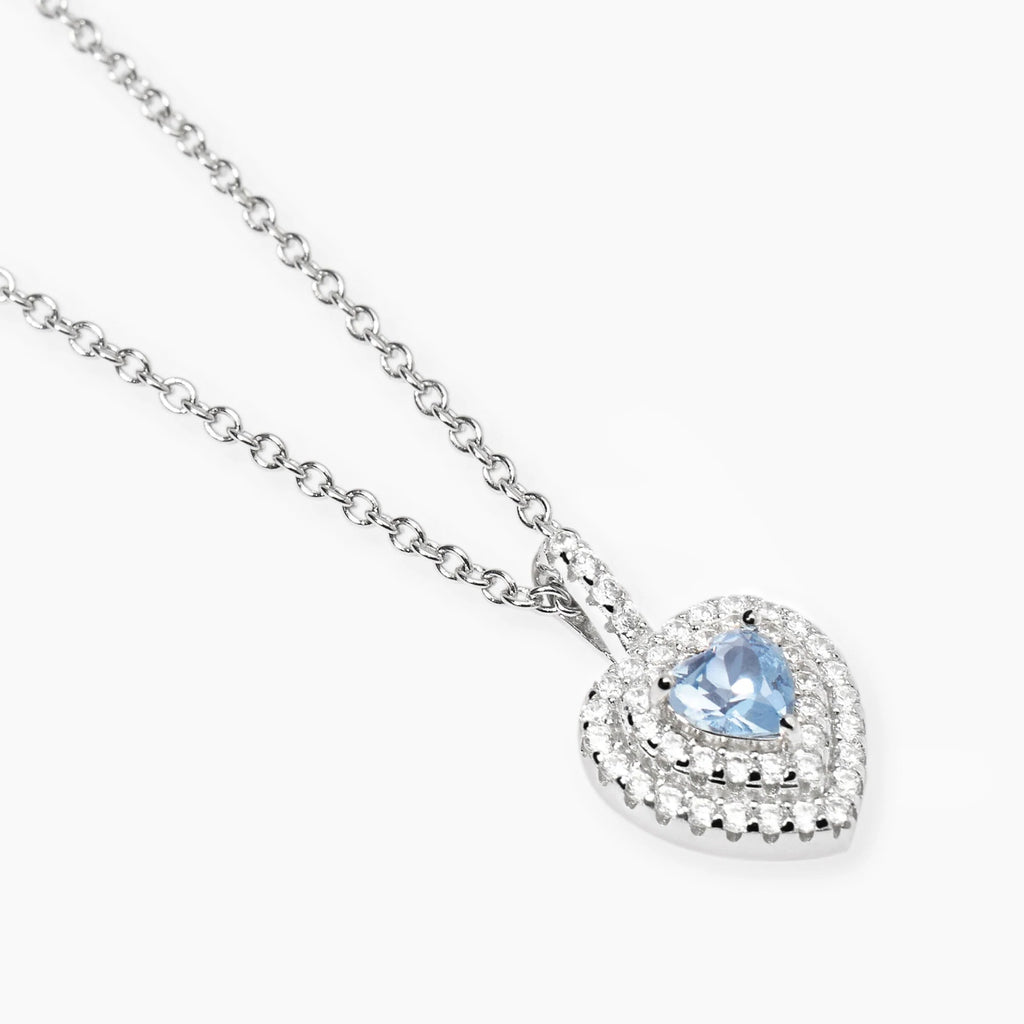 Girocollo Acquamarina Cuore Argento