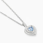 Girocollo Acquamarina Cuore Argento