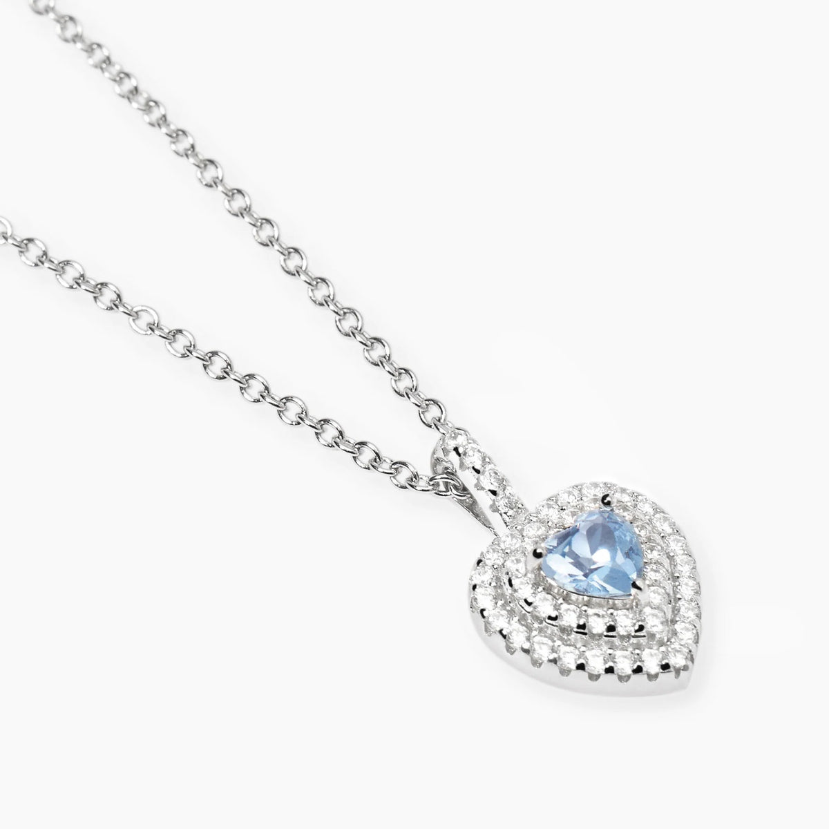 Girocollo Acquamarina Cuore Argento