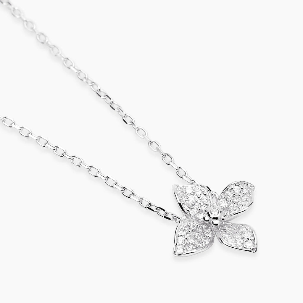 Girocollo Fiore Pavé Zirconi Argento