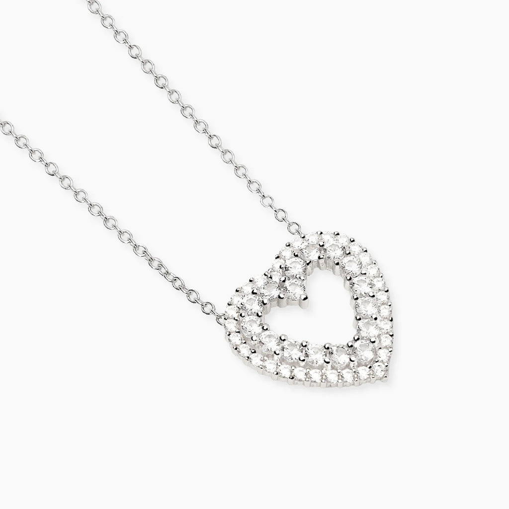 Girocollo Cuore Zirconi Bianchi Argento
