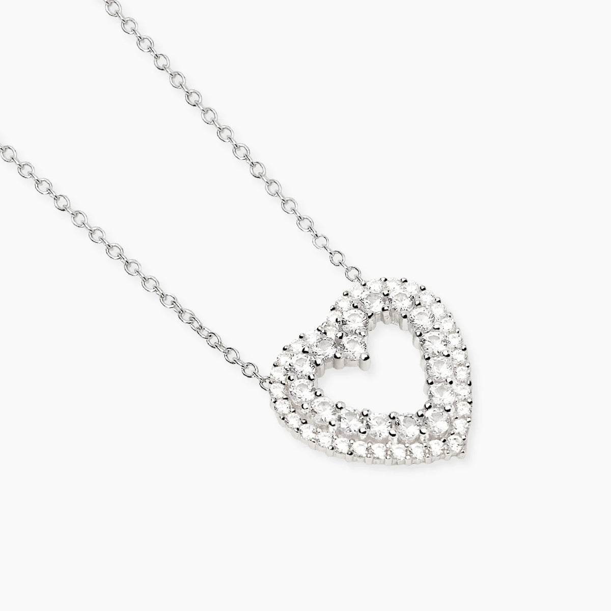 Girocollo Cuore Zirconi Bianchi Argento