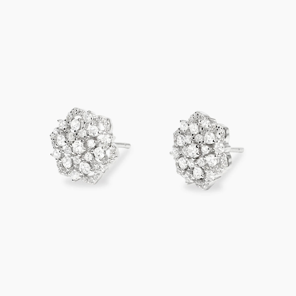 Orecchini Fiore in Argento con Zirconi