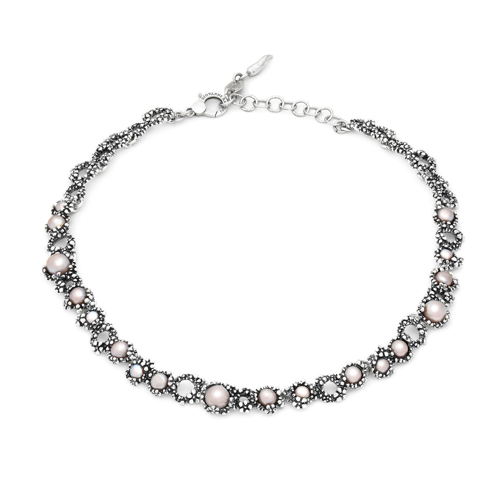Collana Blossom Piccola Giovanni Raspini in Argento e Perle Rosa