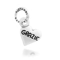 Charm Cuore Grazie in Argento