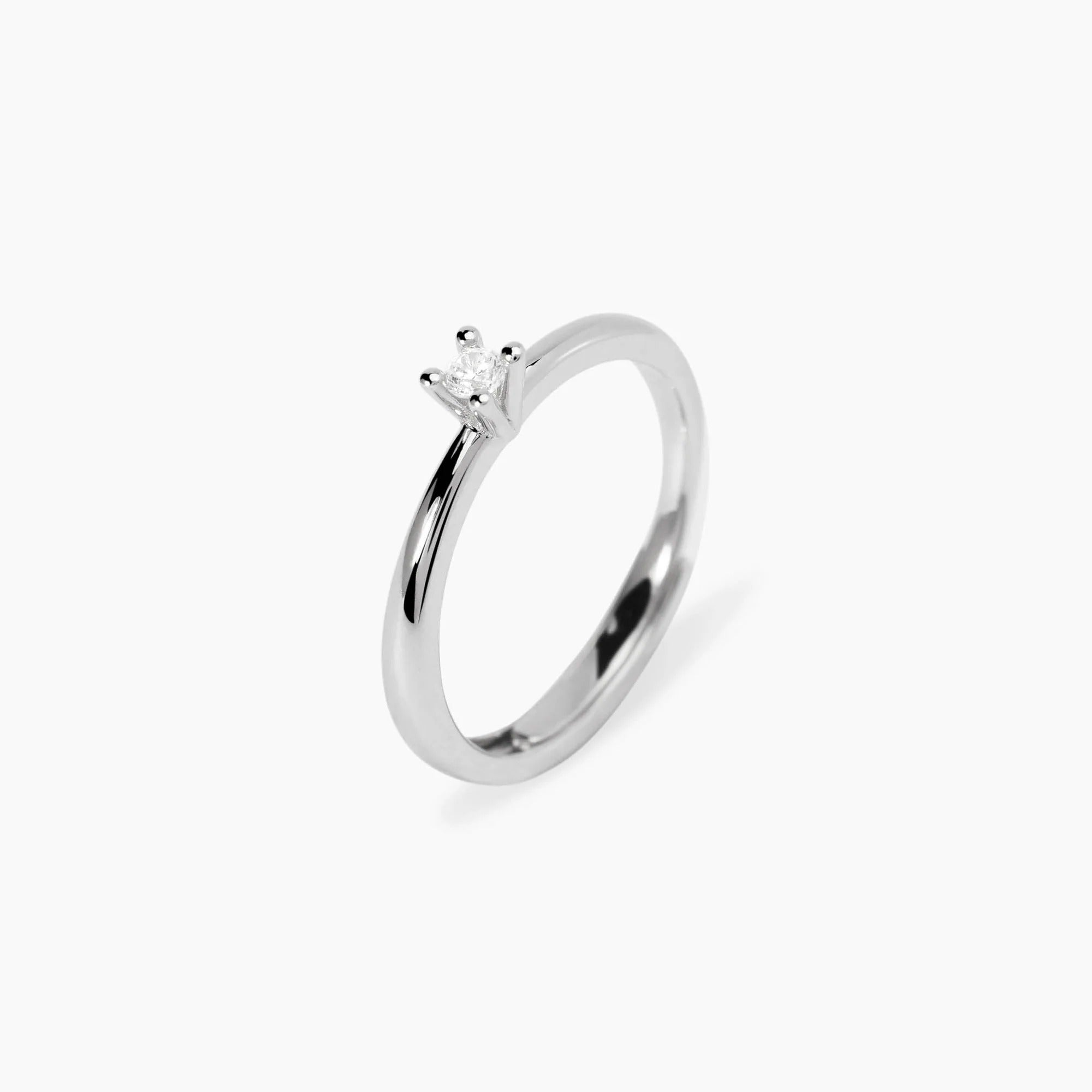 Anello Solitario Mabina con Diamante Lab-Grown 0.06 Carati Argento