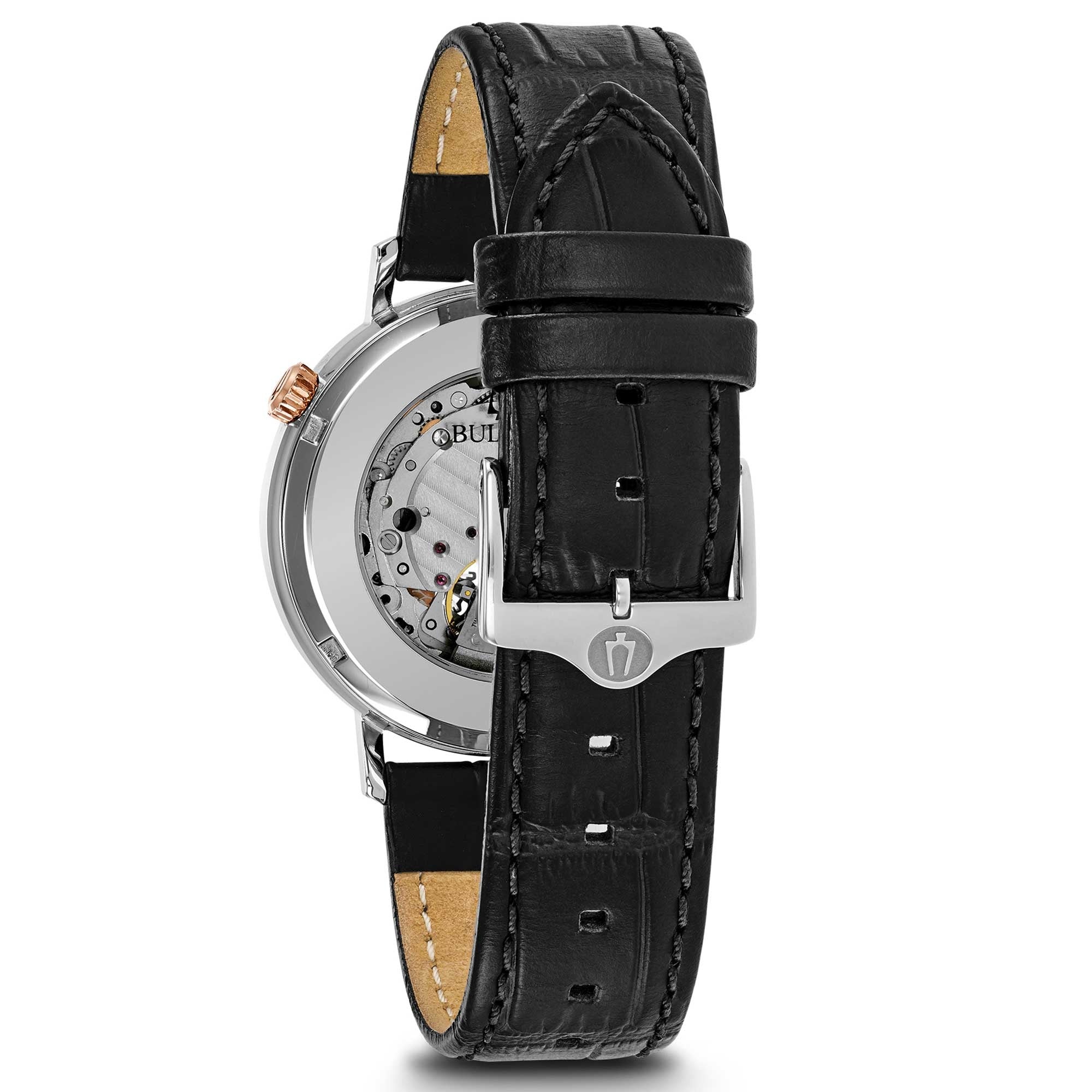 Orologio Uomo Bulova Aerojet Automatico in Acciaio e Pelle Antracite 98A187