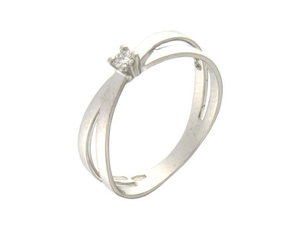 Anello Solitario Mirco Visconti in Oro Bianco e Diamante – Modello LR047