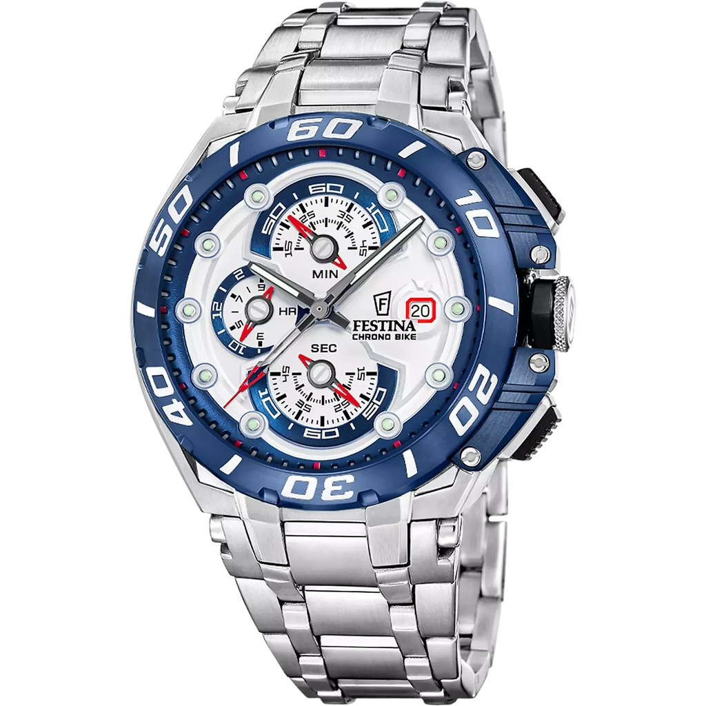 Orologio Uomo Festina Chrono Bike Bianco in Acciaio con Vetro Zaffiro