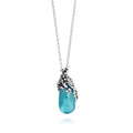 Collana Giovanni Raspini Pendente Goccia Mare in Argento e Cristallo Azzurro
