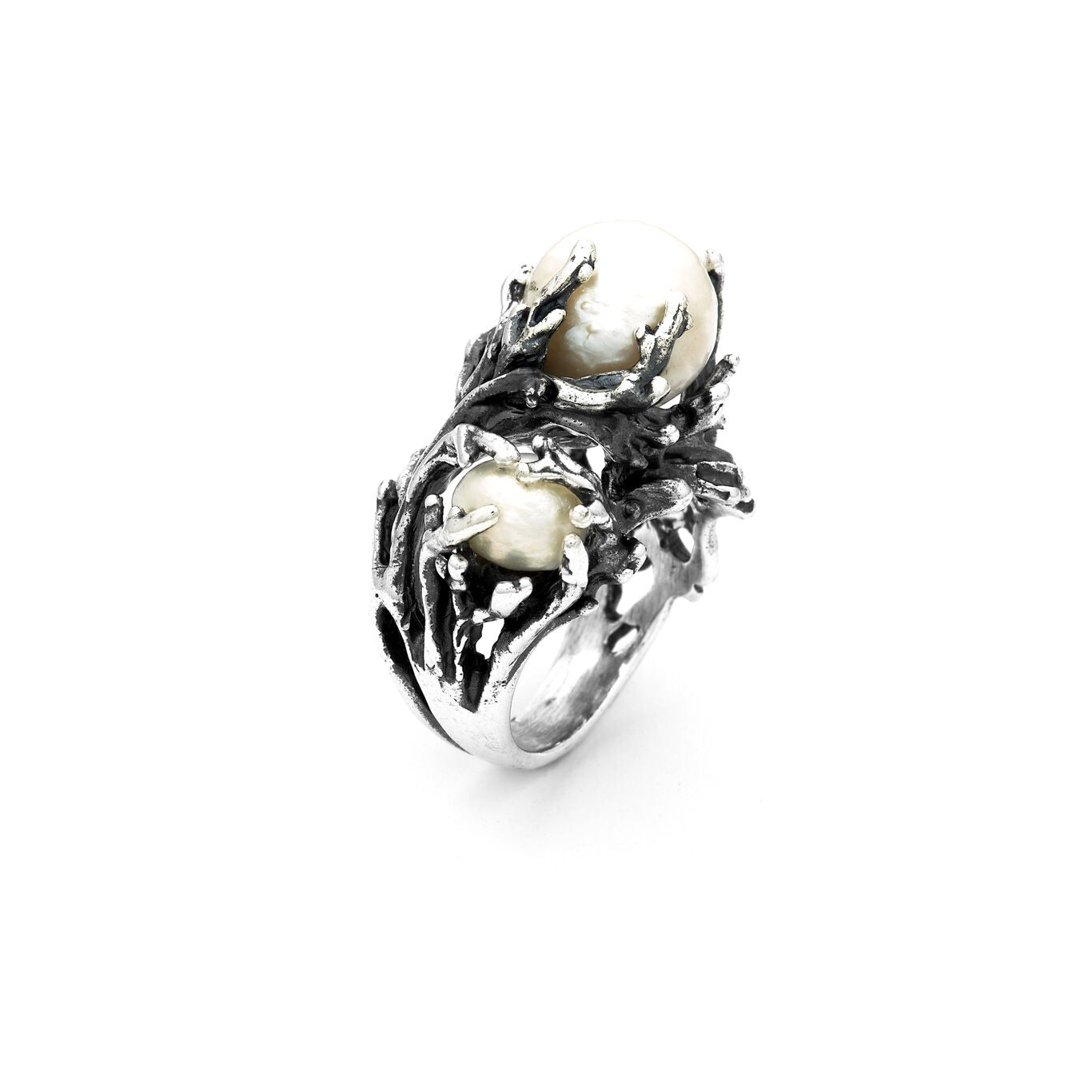 Anello Mari del Sud in Argento 925 e Perle Naturali Scaramazze