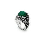Anello Margherite Garden Grande in Argento e Agata Verde