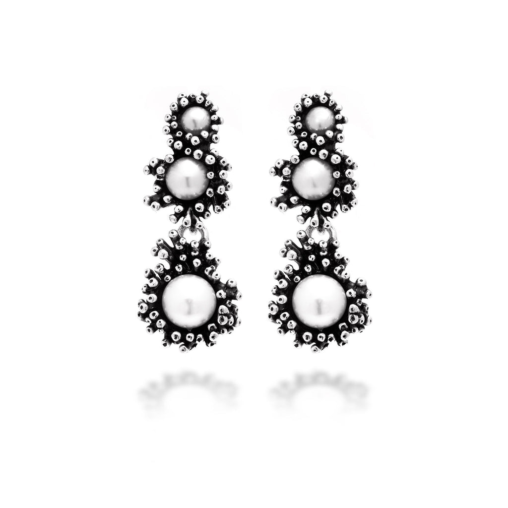 Orecchini Cascata Anemone in Argento e Perle