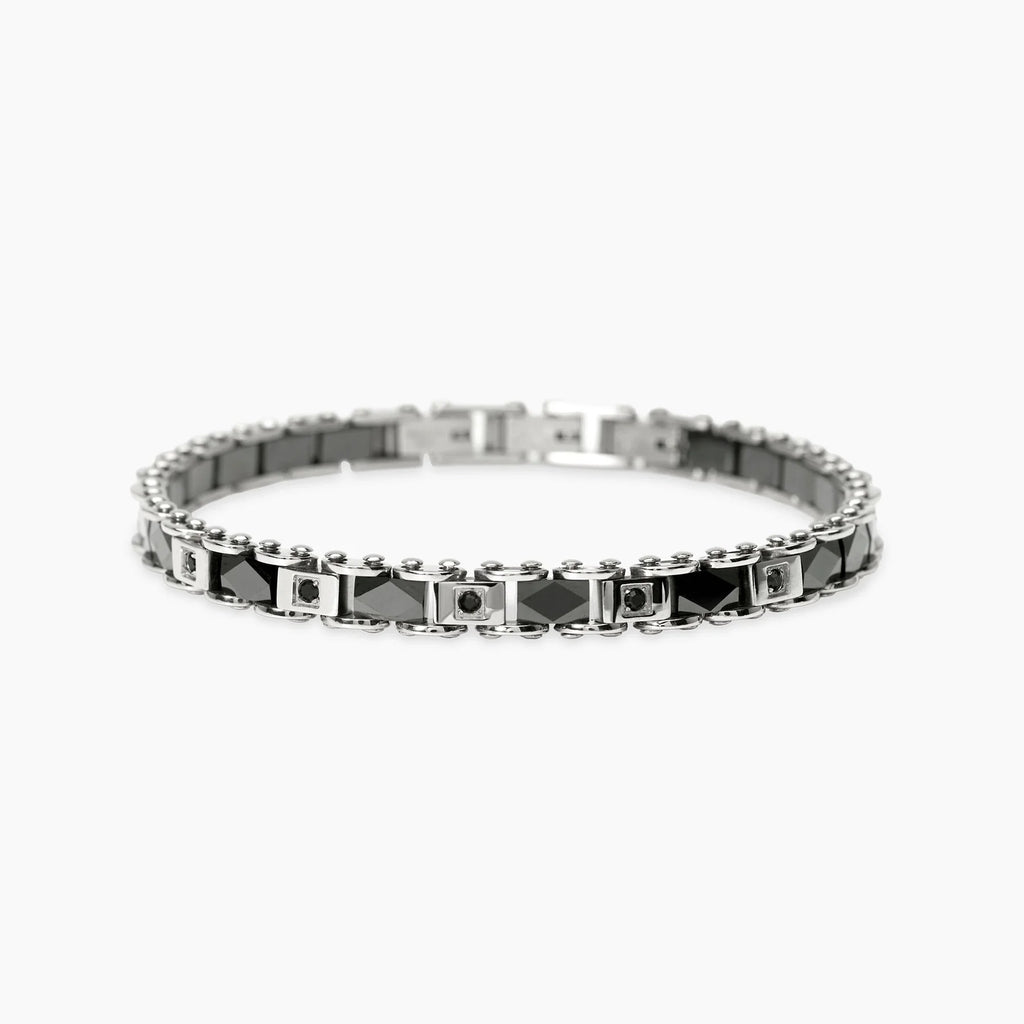 Bracciale Uomo Ceramica Cristalli Neri