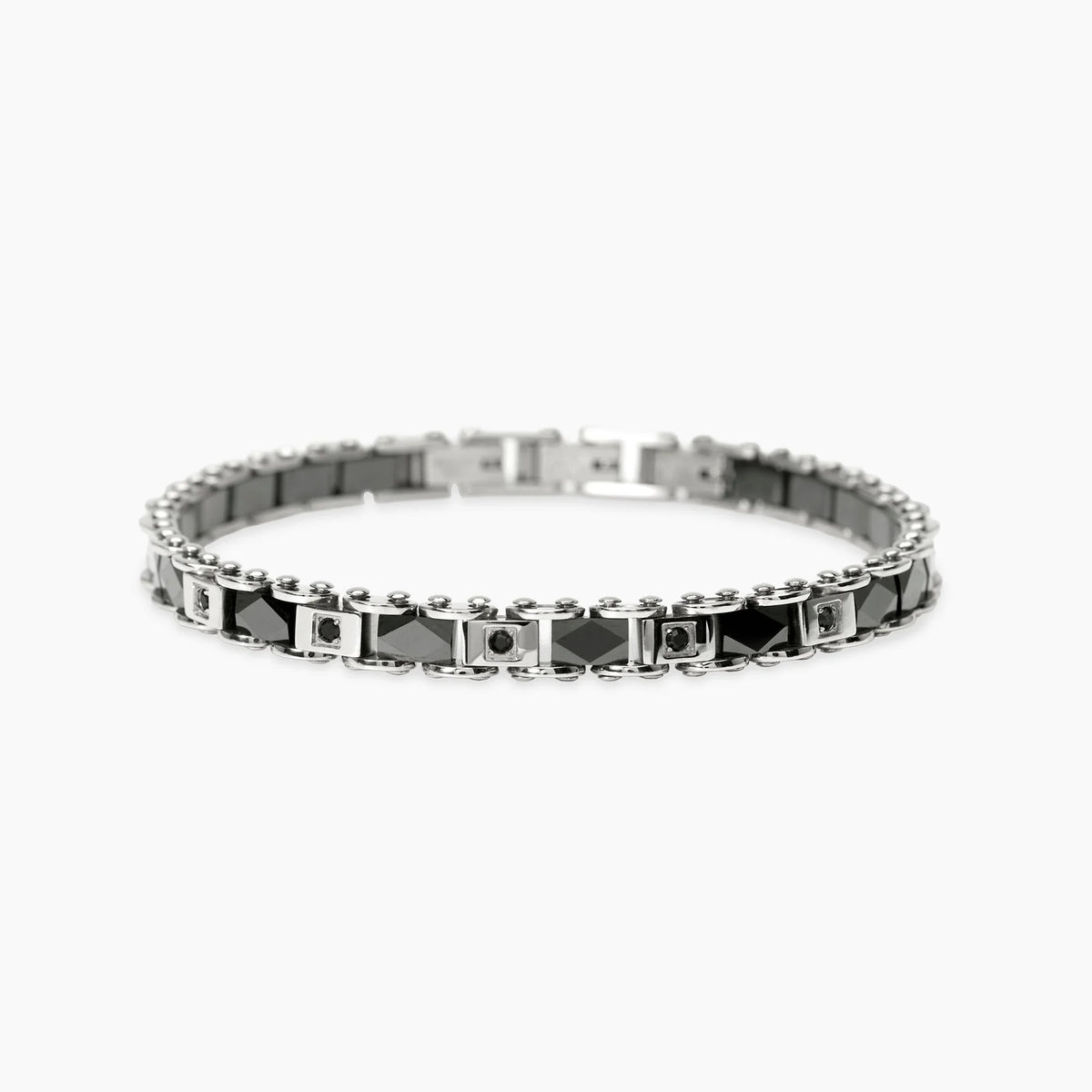 Bracciale Uomo Ceramica Cristalli Neri