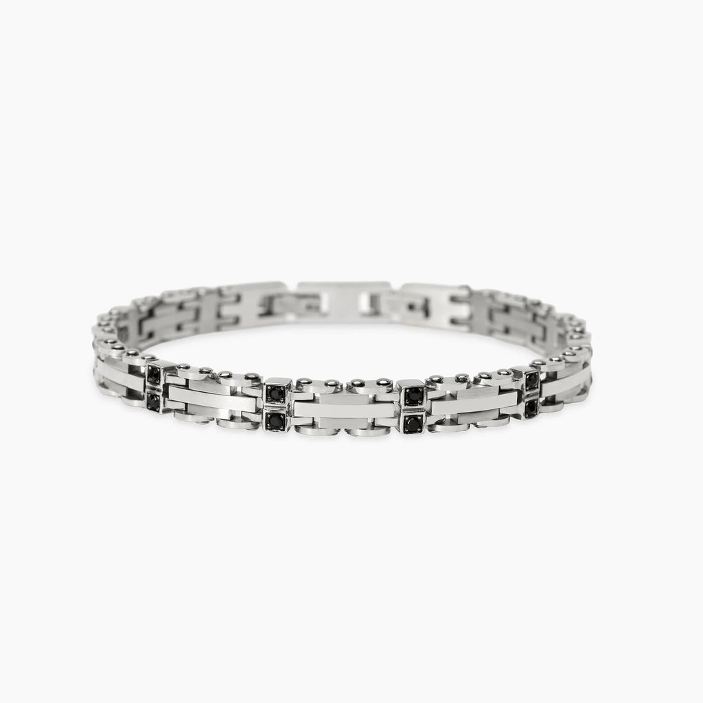Bracciale Acciaio Elementi Neri