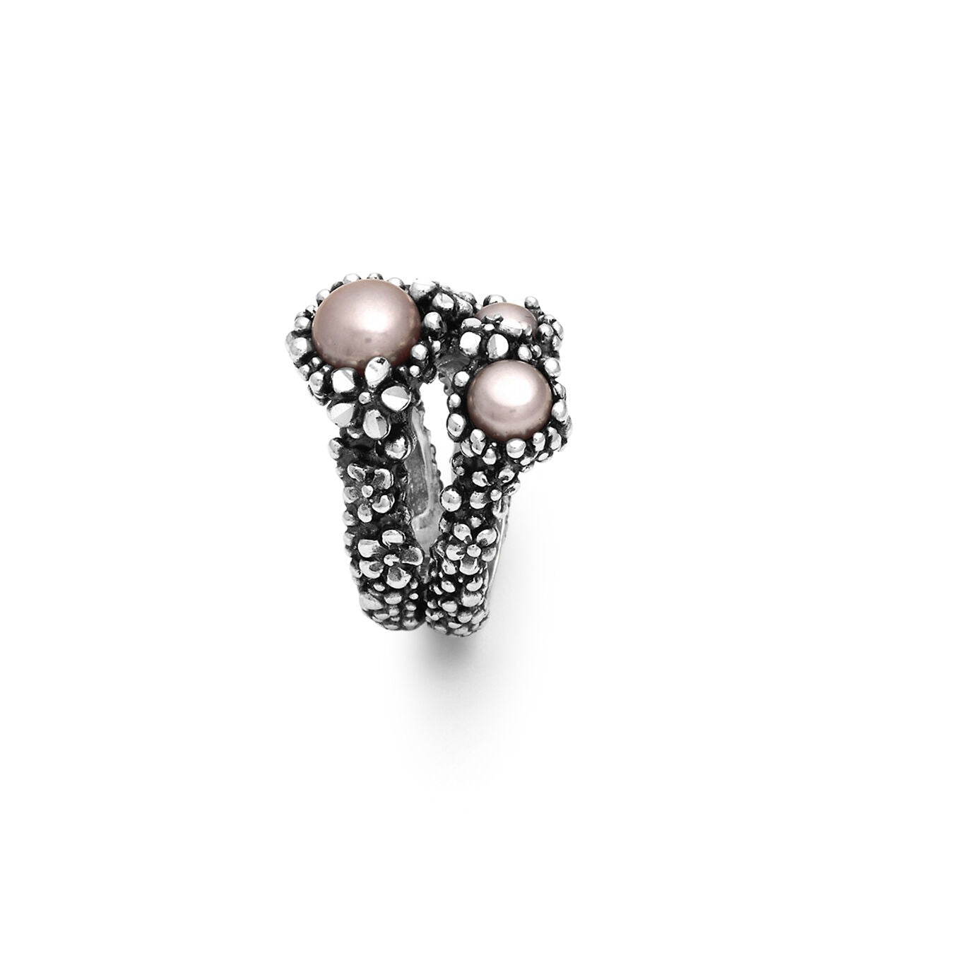 Anello Blossom Grande in Argento e Perle Rosa