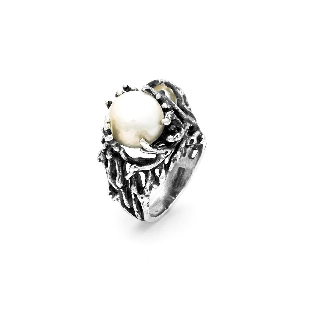 Anello Mari del Sud in Argento 925 e Perle Naturali Scaramazze