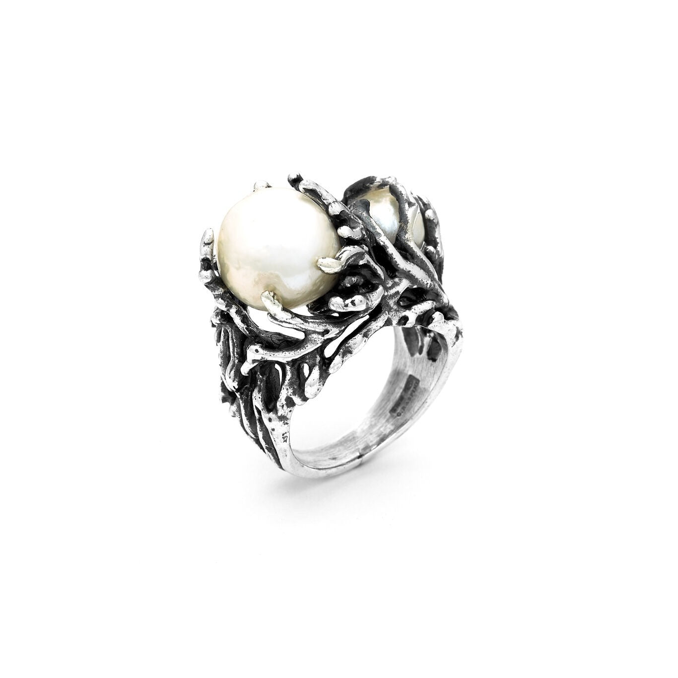 Anello Mari del Sud in Argento 925 e Perle Naturali Scaramazze