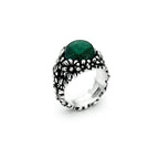Anello Margherite Garden Grande in Argento e Agata Verde