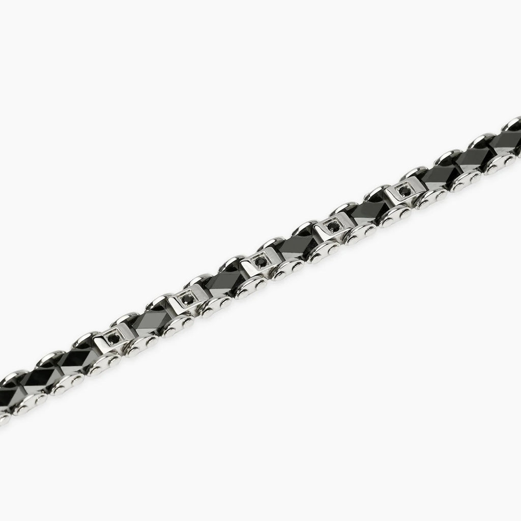 Bracciale Uomo Ceramica Cristalli Neri