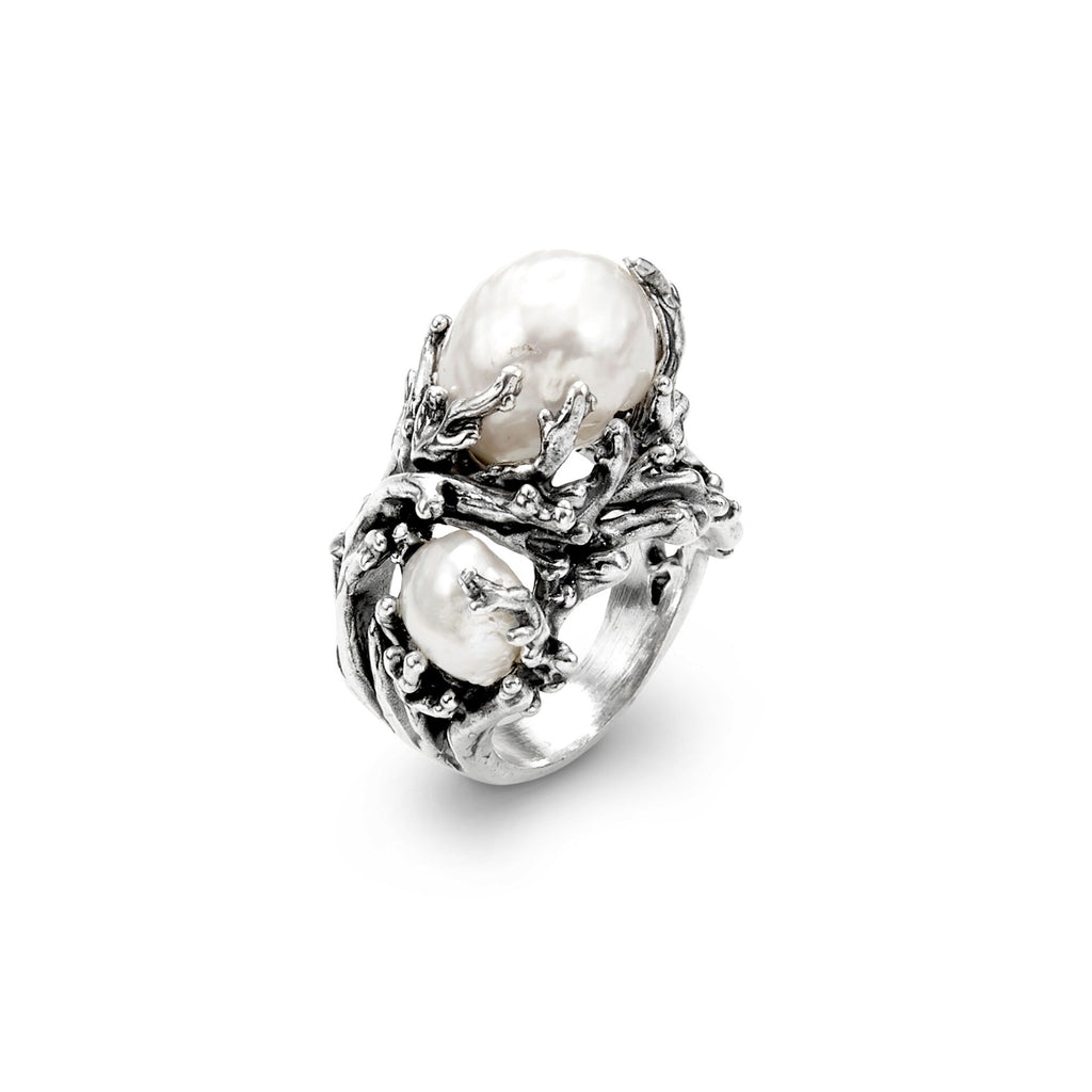 Anello Mari del Sud in Argento 925 e Perle Naturali Scaramazze
