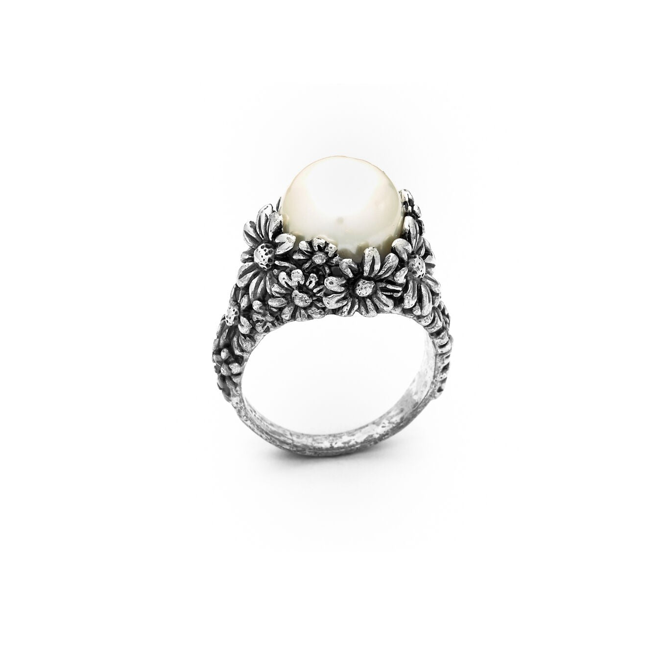 Anello Drops Margherite in Argento e Perla