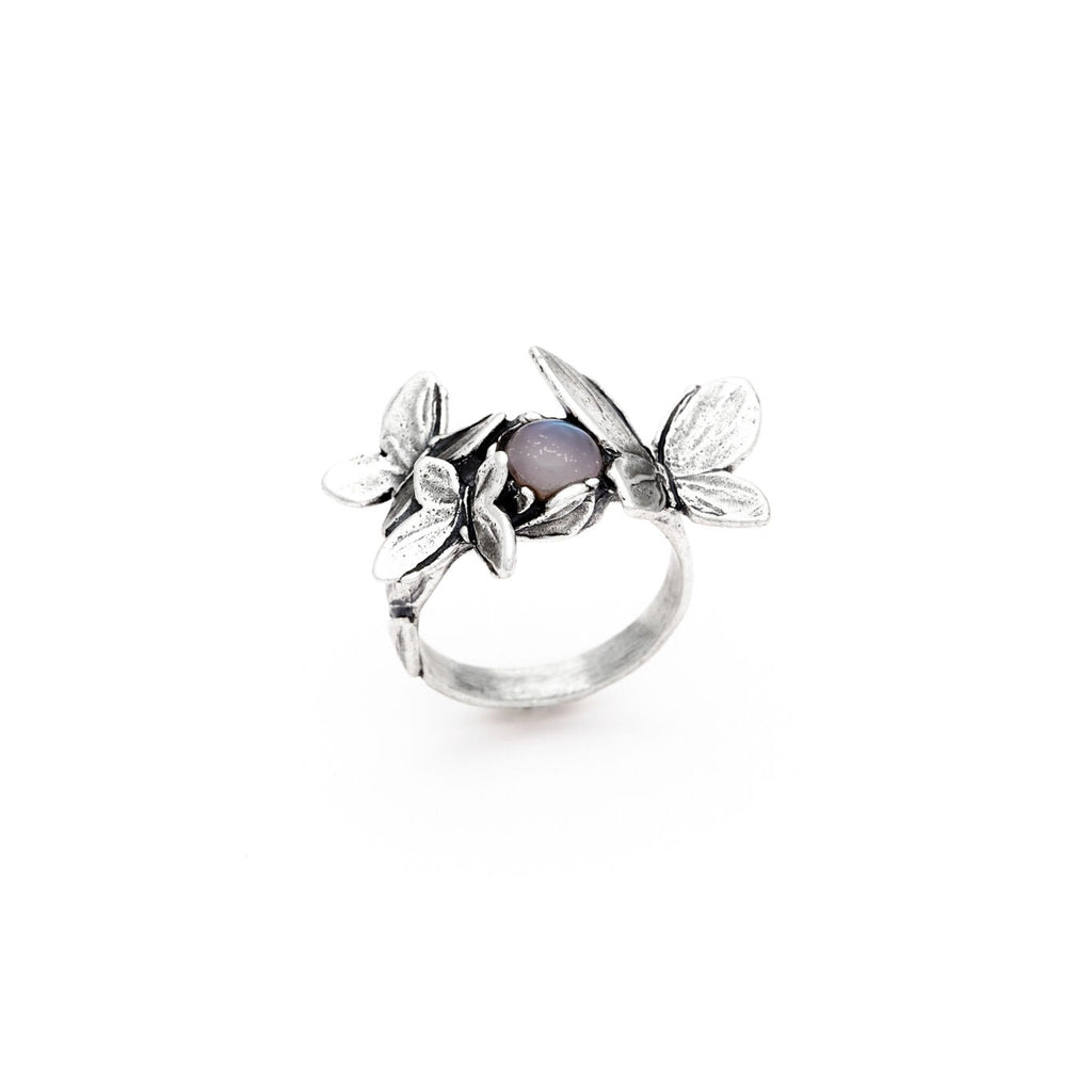 Anello Butterfly in Argento e Madreperla Rosa