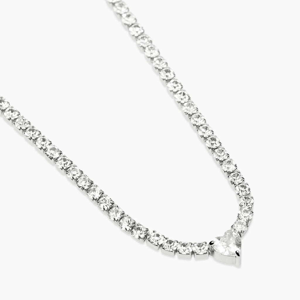 Collana Tennis Cuore Acciaio