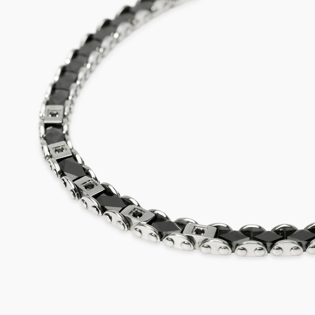 Bracciale Uomo Ceramica Cristalli Neri