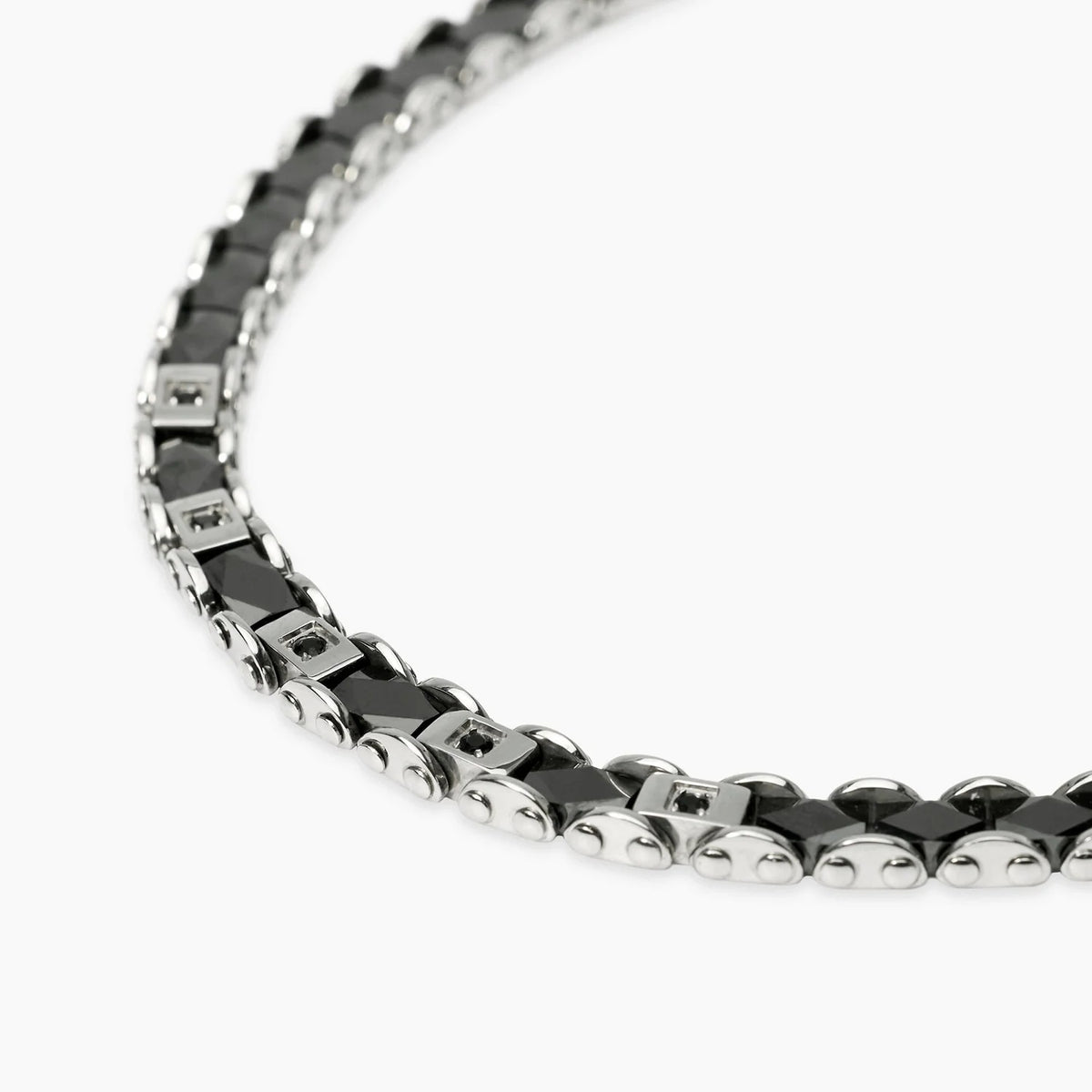 Bracciale Uomo Ceramica Cristalli Neri