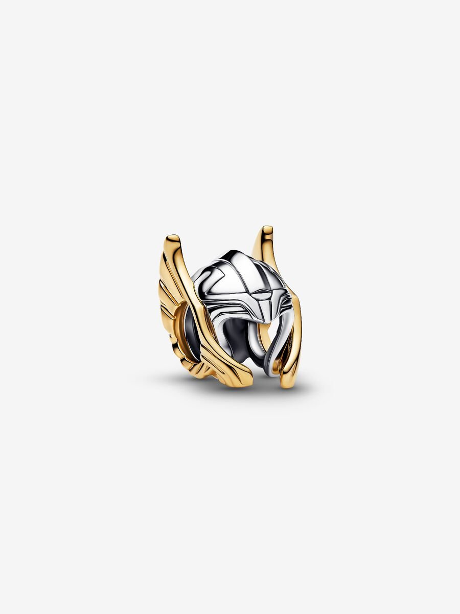 Marvel Avengers Elmo di Thor Argento Sterling 925 Placcatura in Oro 14k - CHARM
