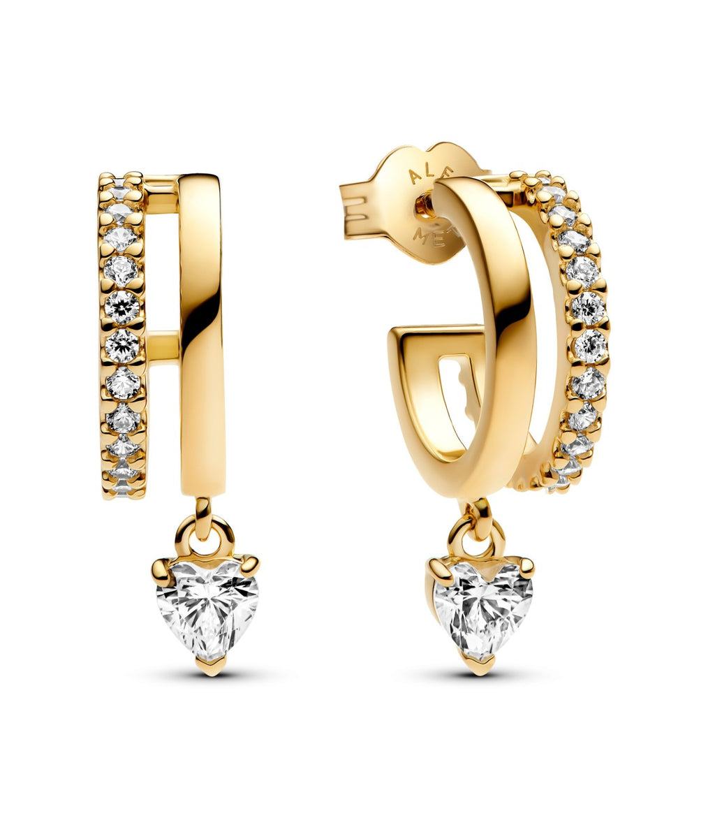 Orecchini a cerchio con cuore pendente - ORECCHINI