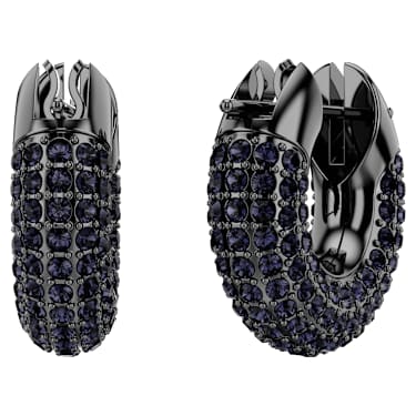 Orecchini a cerchio Dextera Swarovski- Piccoli Neri Placcato rutenio. - ORECCHINI