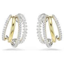 Orecchini a cerchio Hyperbola Taglio misto, Mini, Bianchi, Mix di finiture