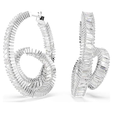 Orecchini a cerchio Matrix Taglio baguette Nastro Bianchi Placcato rodio - ORECCHINI