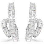 Orecchini a cerchio Matrix Taglio baguette Nastro Bianchi Placcato rodio - ORECCHINI