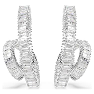 Orecchini a cerchio Matrix Taglio baguette Nastro Bianchi Placcato rodio - ORECCHINI