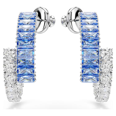 Orecchini a cerchio Matrix Taglio misto Blu Placcato rodio - ORECCHINI