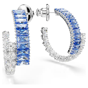 Orecchini a cerchio Matrix Taglio misto Blu Placcato rodio - ORECCHINI