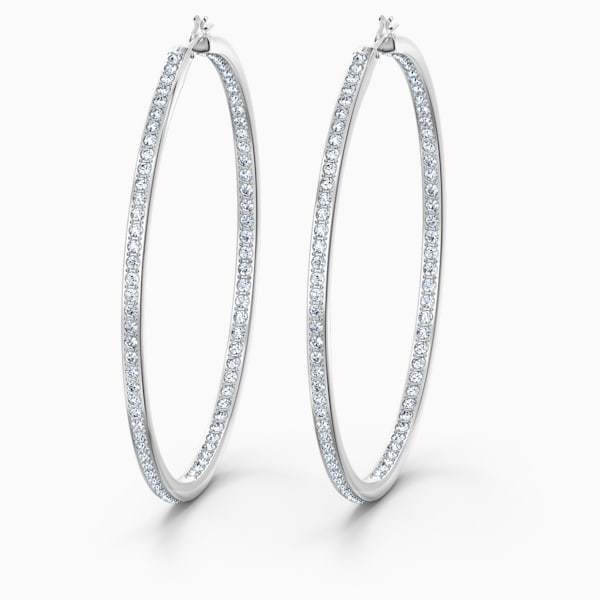 ORECCHINI A CERCHIO RARE, BIANCO, PLACCATO RODIO