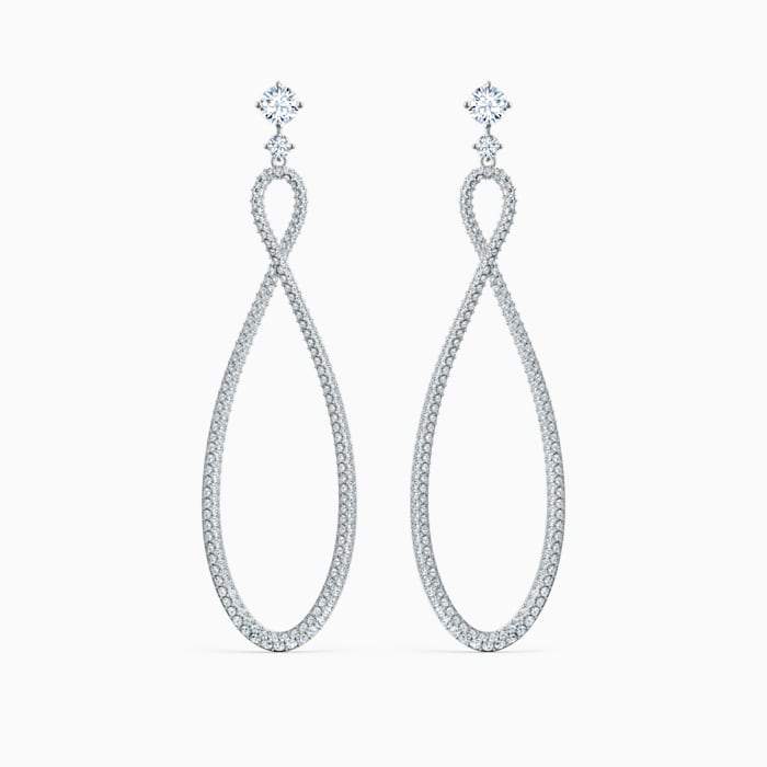 ORECCHINI A CERCHIO SWAROVSKI INFINITY, BIANCO, PLACCATO RODIO