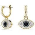 ORECCHINI A CERCHIO SWAROVSKI SYMBOLIC EVIL EYE, BLUE, PLACCATO ORO GIALLO
